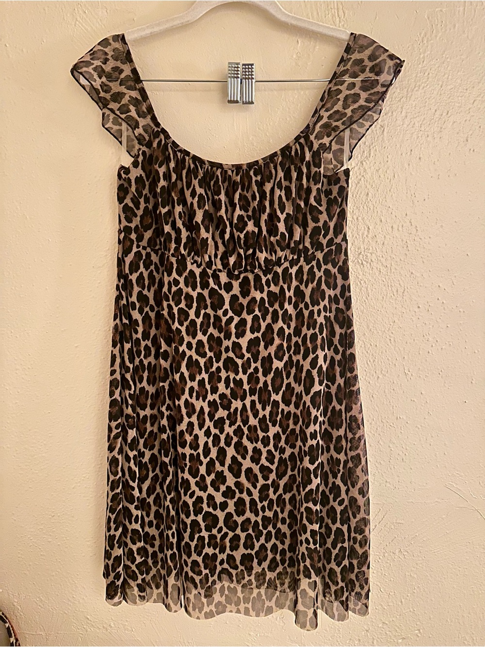 See You Monday Leopard Print Mini Dress in Black and Brown NWOT